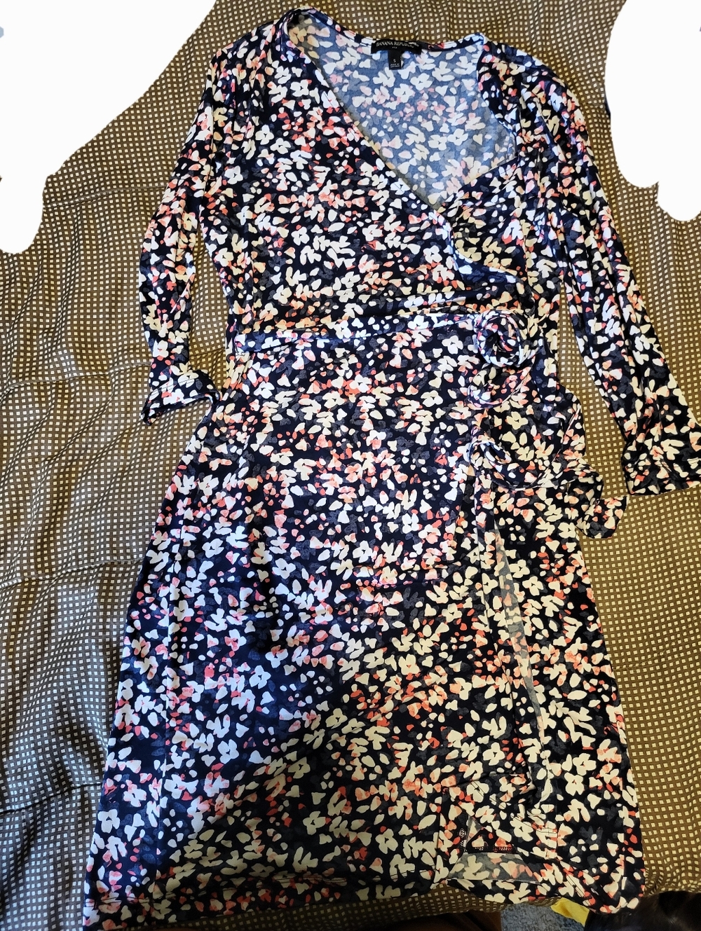 Banana Republic Navy Floral V-Neck Blouse